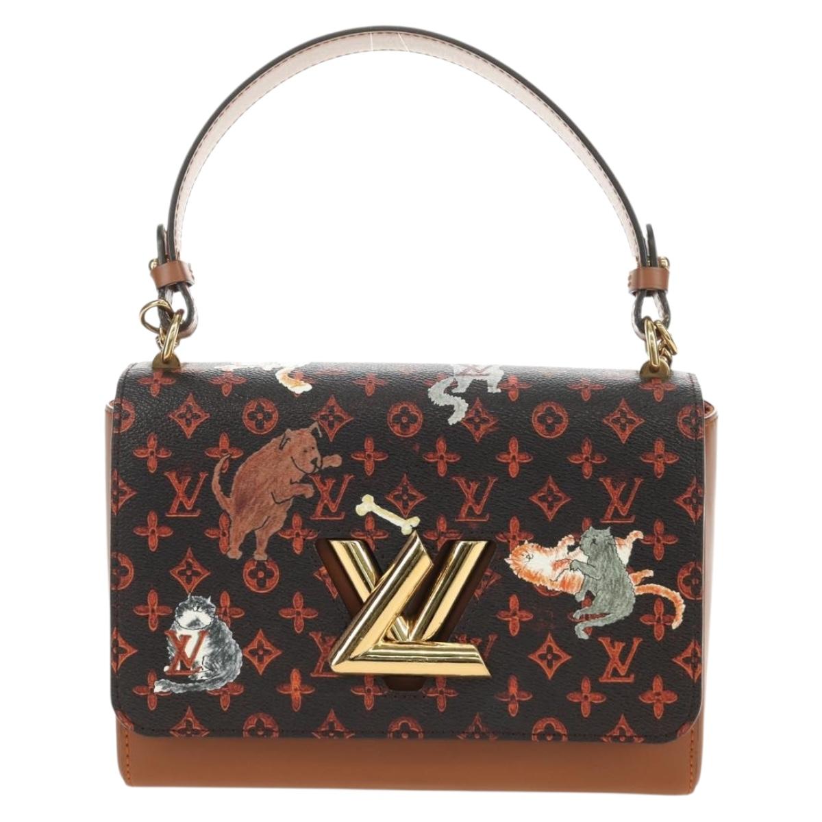 LOUIS VUITTON Catgram Sac Twist MM Shoulder Bag Marron M44408 LV Auth 190114SAM