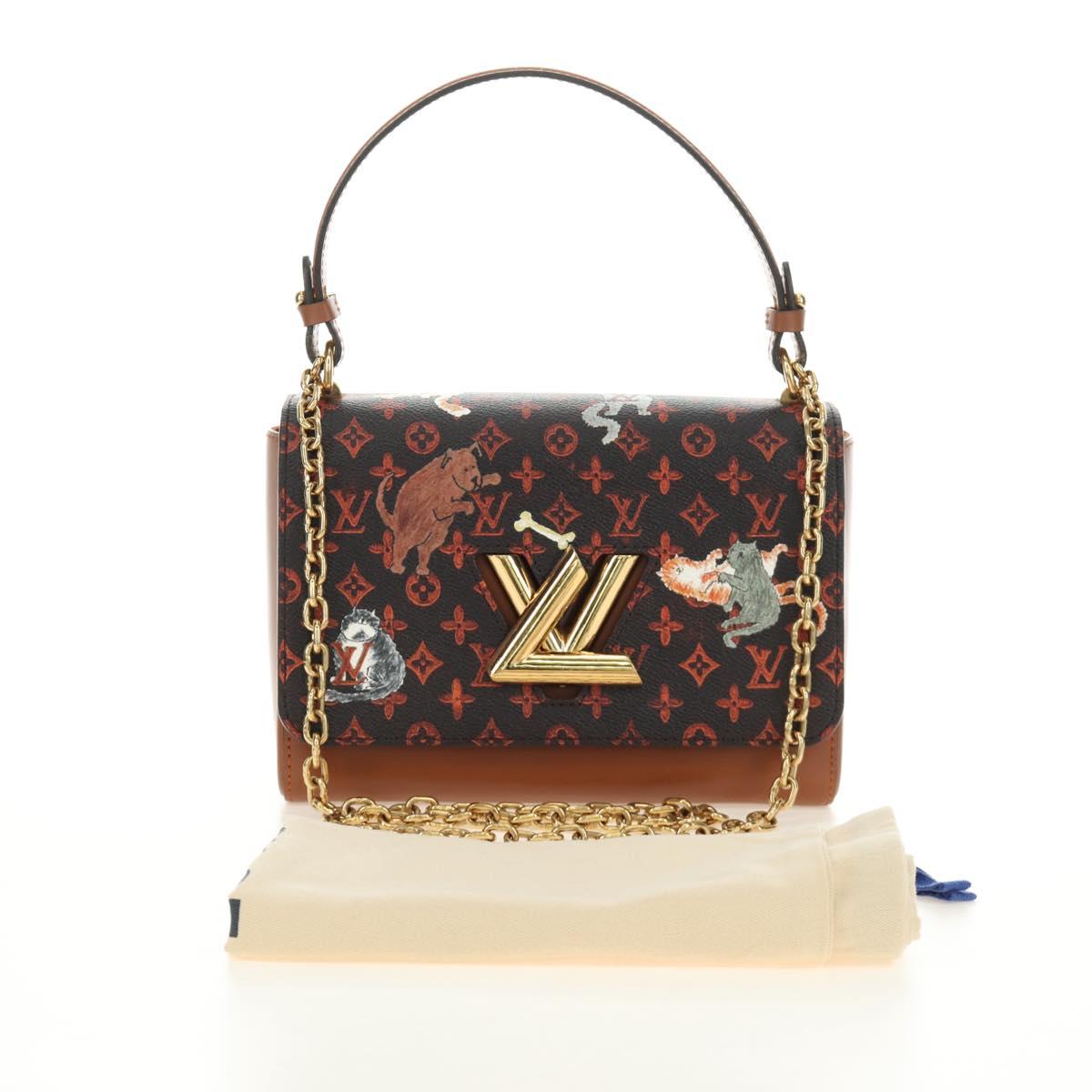 LOUIS VUITTON Catgram Sac Twist MM Shoulder Bag Marron M44408 LV Auth 190114SAM