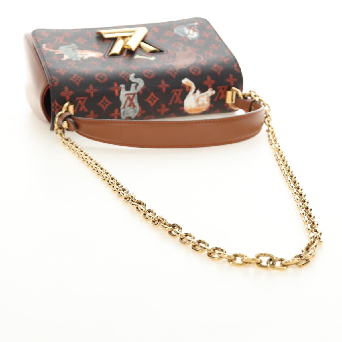 LOUIS VUITTON Catgram Sac Twist MM Shoulder Bag Marron M44408 LV Auth 190114SAM