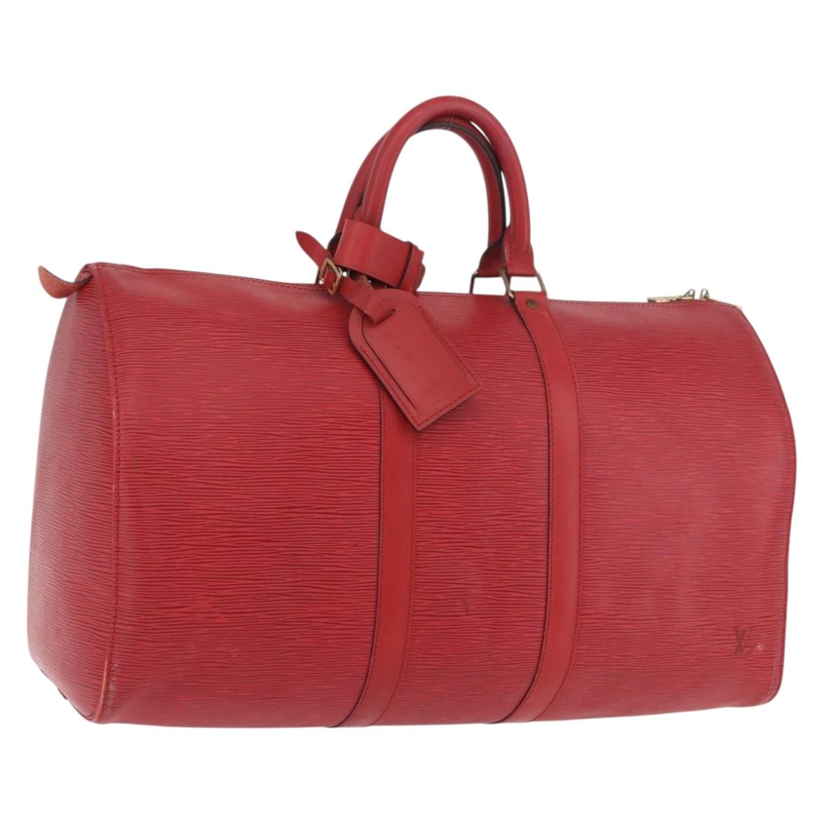 LOUIS VUITTON Epi Keepall 50 Boston Bag Red M42967 LV Auth 190116A