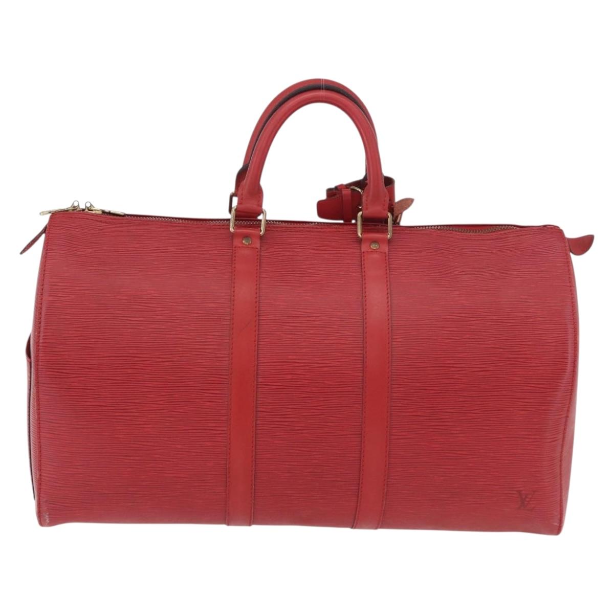 LOUIS VUITTON Epi Keepall 50 Boston Bag Red M42967 LV Auth 190116A