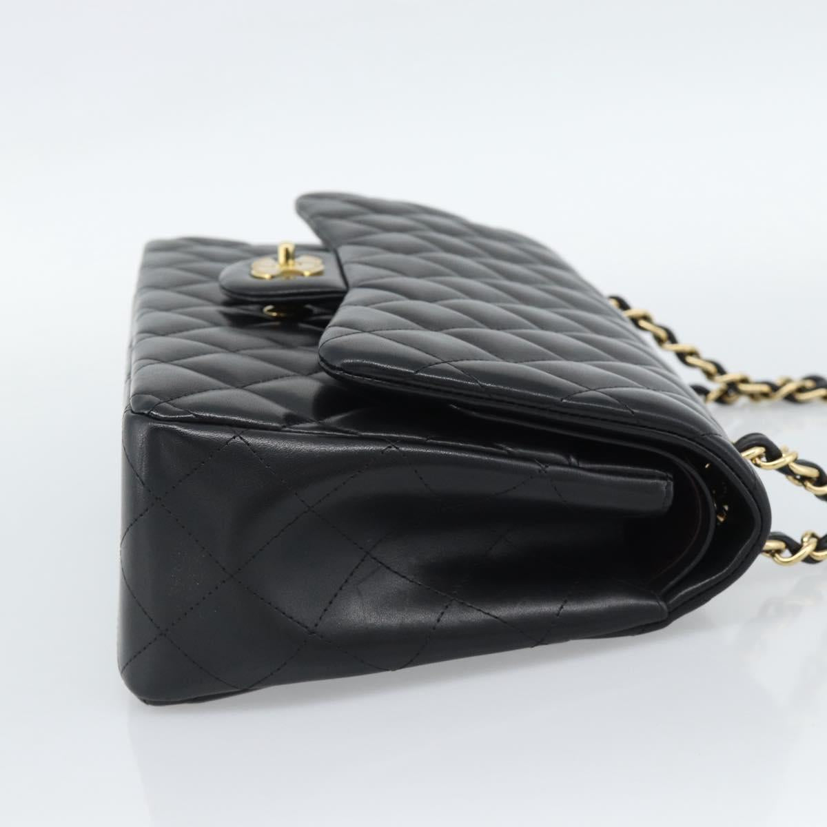 CHANEL Matelasse 30 Chain Shoulder Bag Lamb Skin Gold Black CC Auth 190118SAM