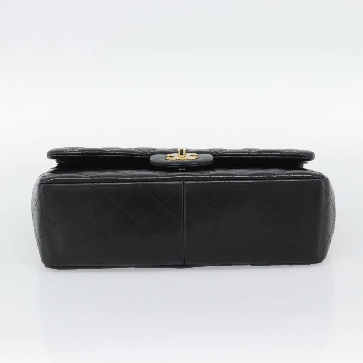 CHANEL Matelasse 30 Chain Shoulder Bag Lamb Skin Gold Black CC Auth 190118SAM