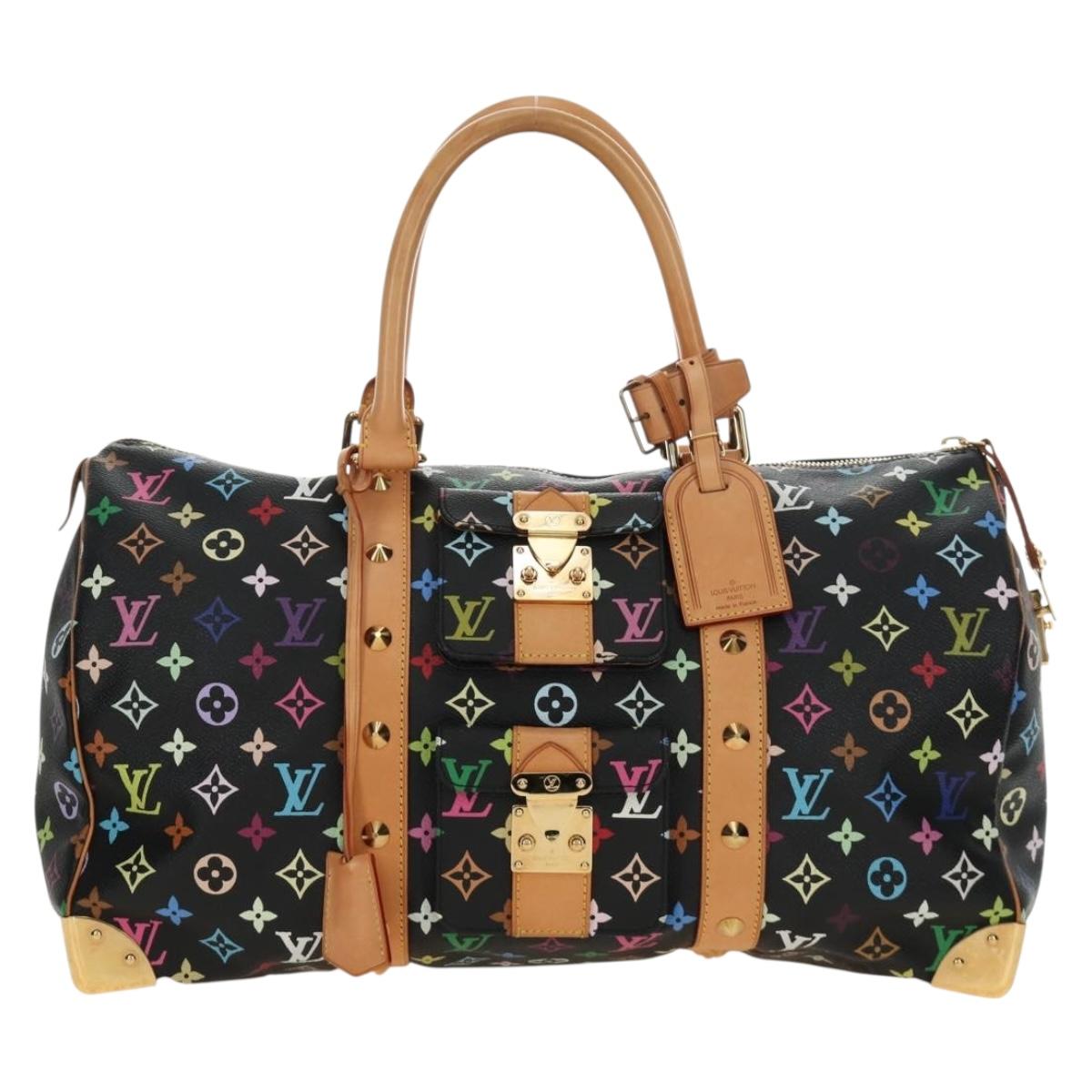 LOUIS VUITTON Monogram Multicolor Keepall 45 Bag Black M92640 LV Auth 190120SM