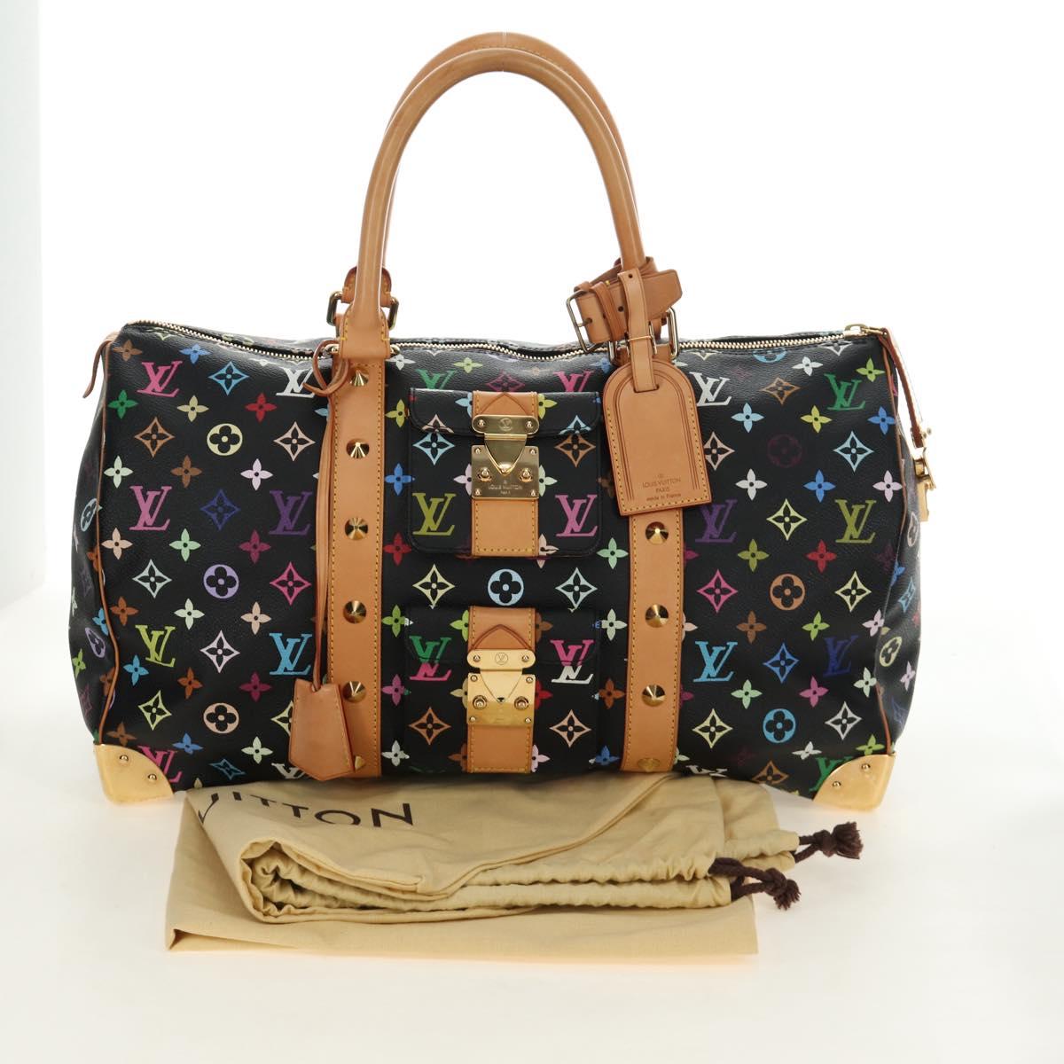 LOUIS VUITTON Monogram Multicolor Keepall 45 Bag Black M92640 LV Auth 190120SM