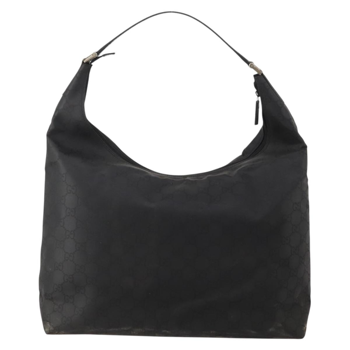 GUCCI GG Canvas Shoulder Bag Nylon Black Silver 012 0384 8 Auth 190125