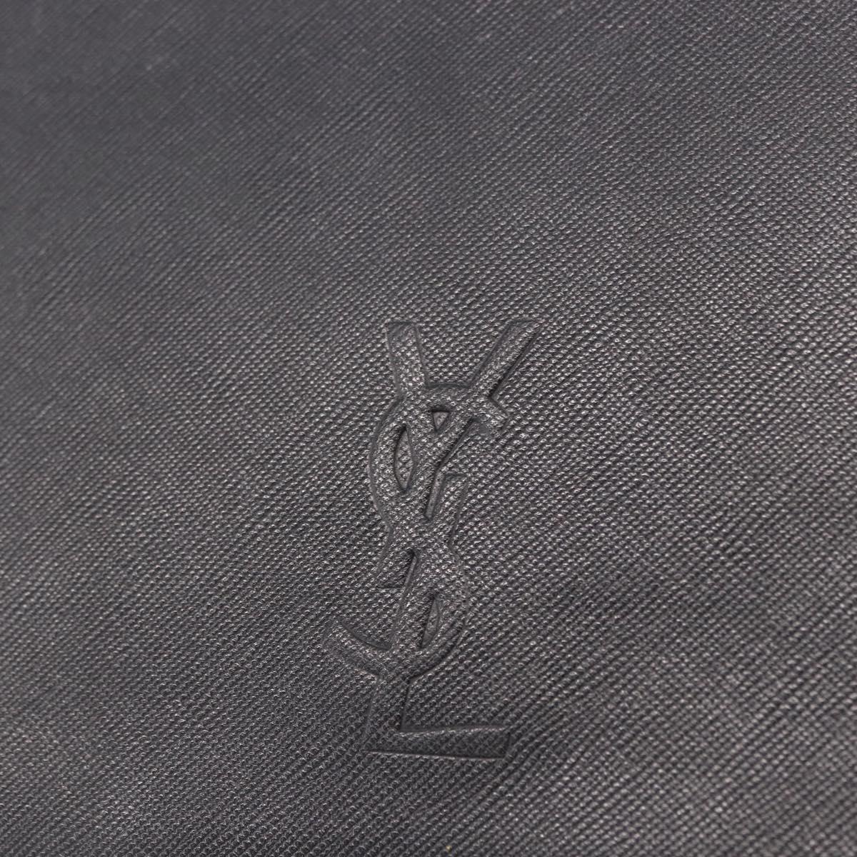 SAINT LAURENT Clutch Bag Leather Black Gold Auth 190126A