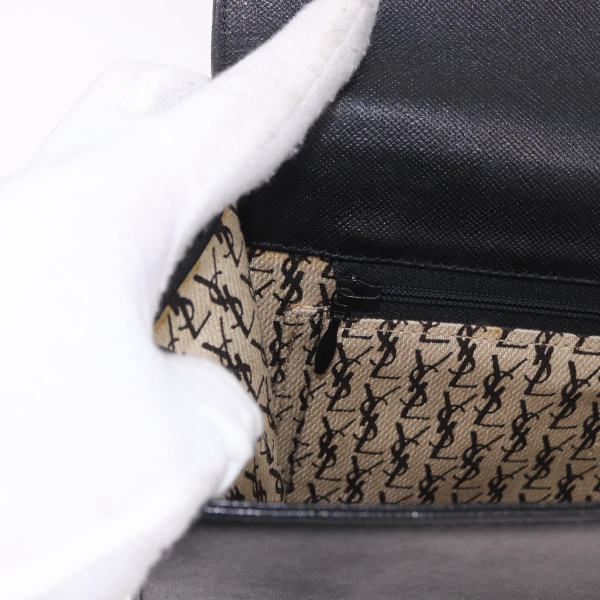 SAINT LAURENT Clutch Bag Leather Black Gold Auth 190126A