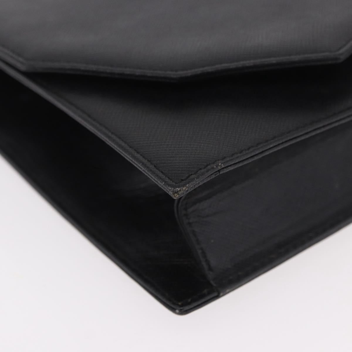 SAINT LAURENT Clutch Bag Leather Black Gold Auth 190126A