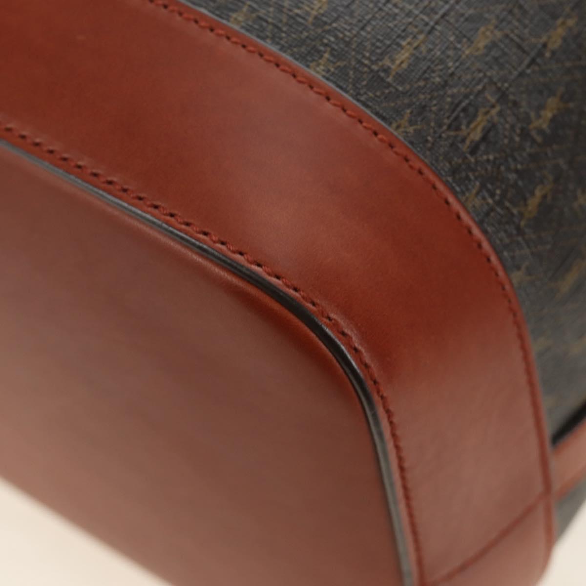 SAINT LAURENT Le Monogram Bucket Bag PVC Leather Brown Gold Auth 190129SAM