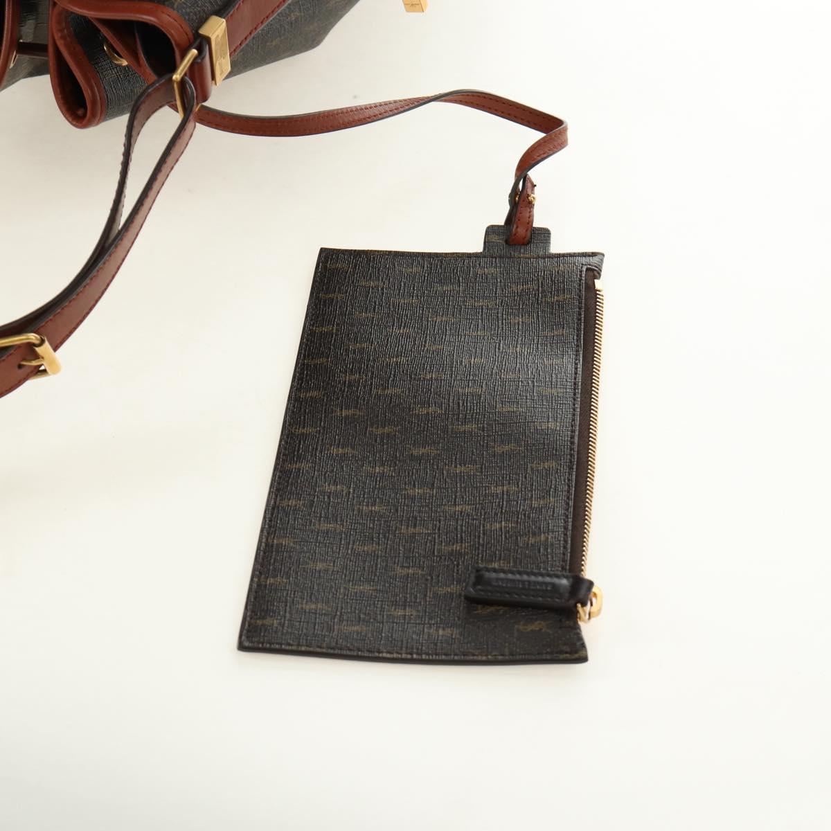 SAINT LAURENT Le Monogram Bucket Bag PVC Leather Brown Gold Auth 190129SAM