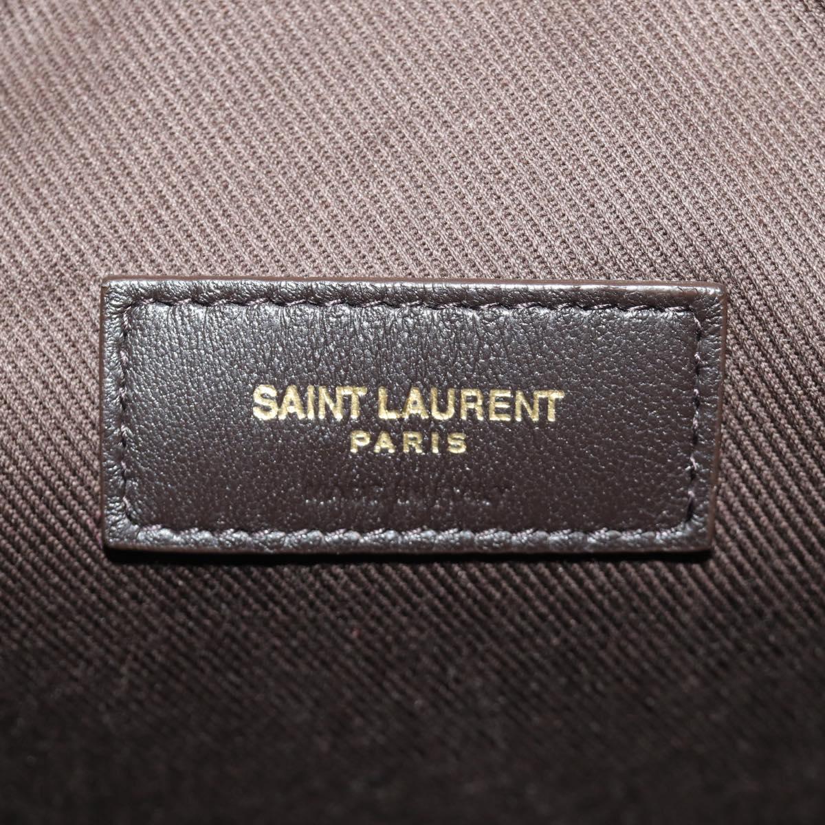 SAINT LAURENT Le Monogram Bucket Bag PVC Leather Brown Gold Auth 190129SAM