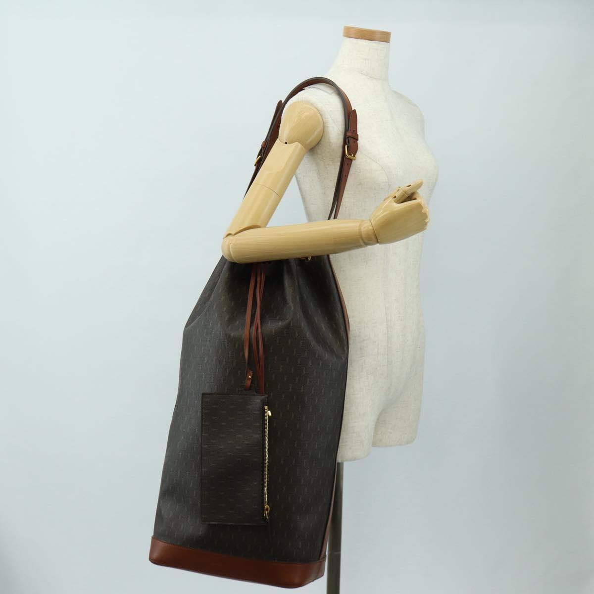 SAINT LAURENT Le Monogram Bucket Bag PVC Leather Brown Gold Auth 190129SAM