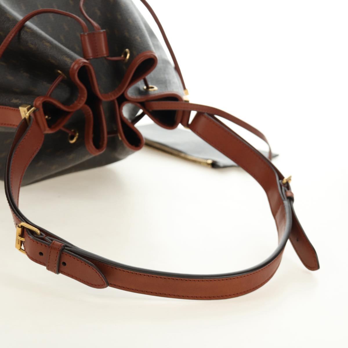 SAINT LAURENT Le Monogram Bucket Bag PVC Leather Brown Gold Auth 190129SAM
