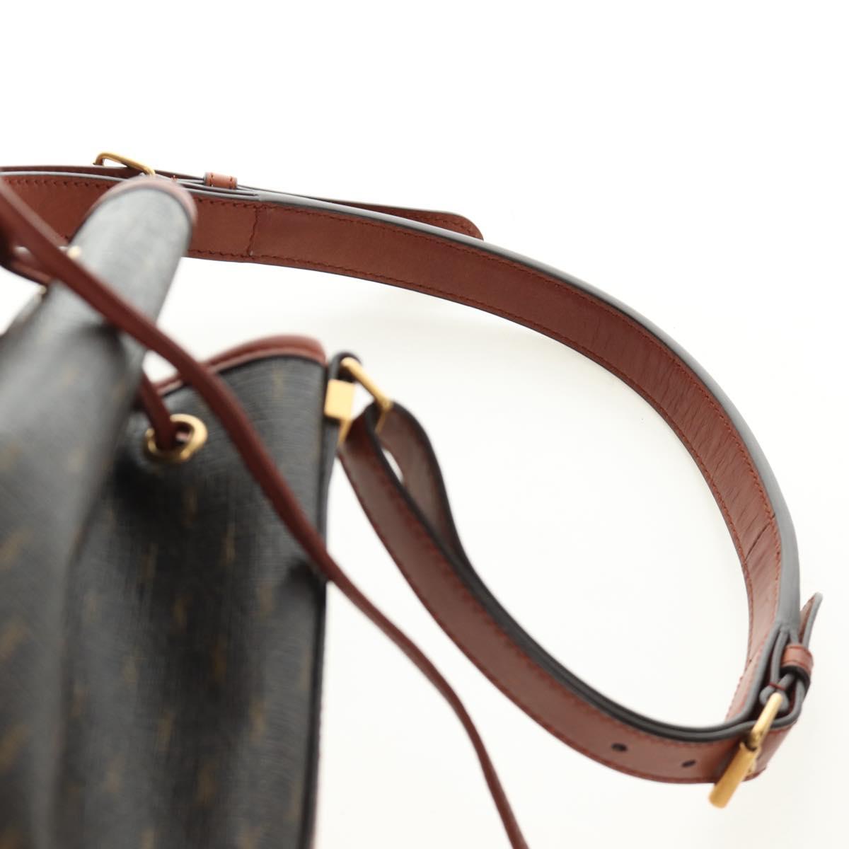 SAINT LAURENT Le Monogram Bucket Bag PVC Leather Brown Gold Auth 190129SAM