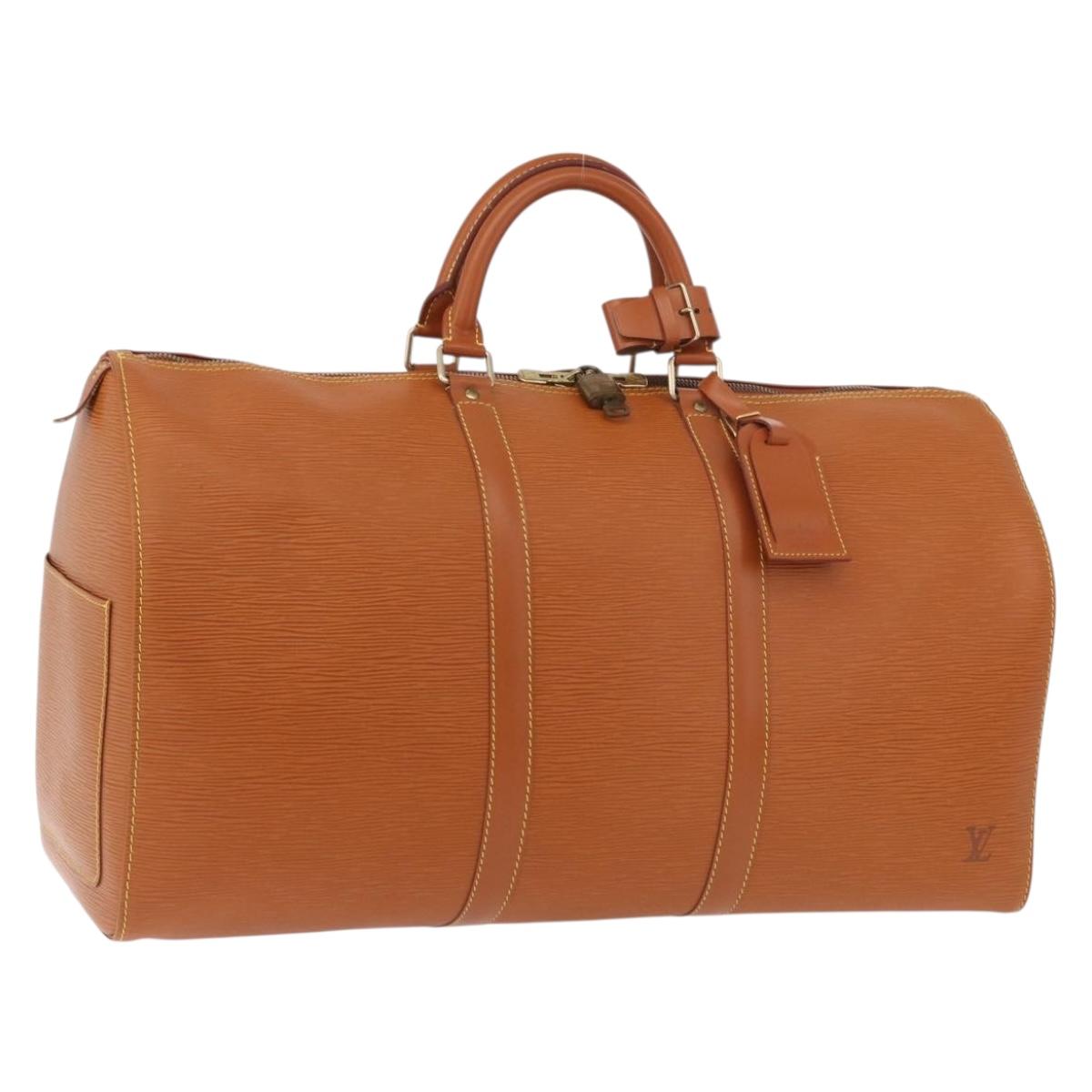 LOUIS VUITTON Epi Keepall 50 Boston Bag Brown M42968 LV Auth 190130SAV