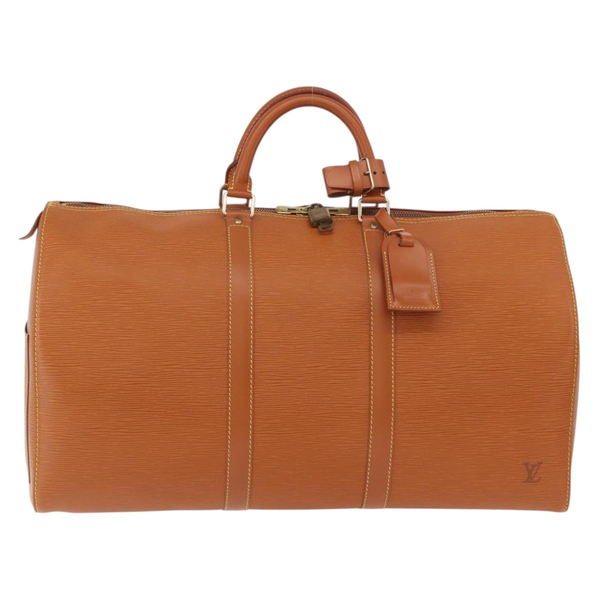 LOUIS VUITTON Epi Keepall 50 Boston Bag Brown M42968 LV Auth 190130SAV