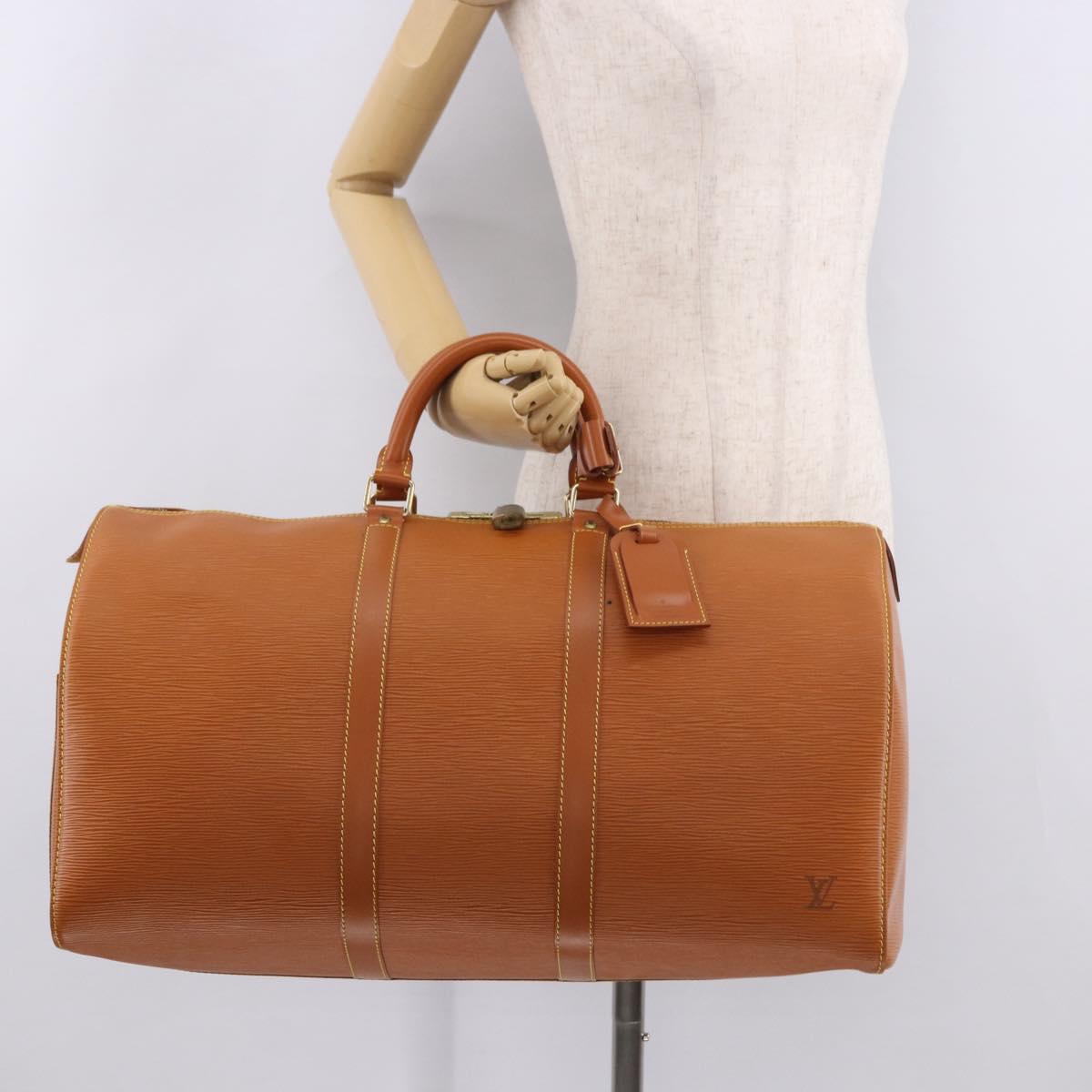 LOUIS VUITTON Epi Keepall 50 Boston Bag Brown M42968 LV Auth 190130SAV