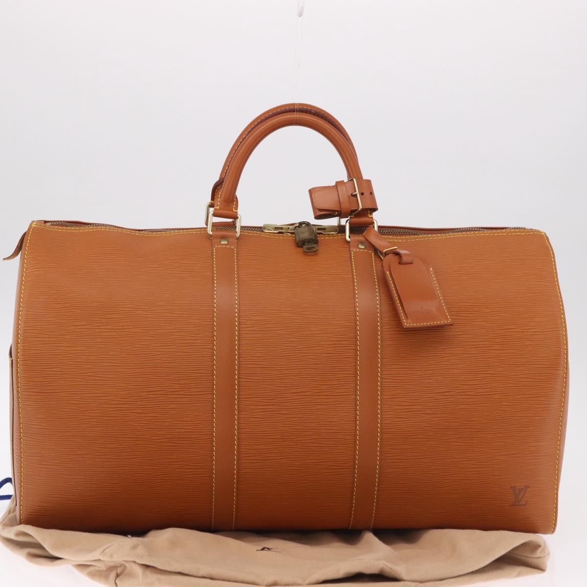 LOUIS VUITTON Epi Keepall 50 Boston Bag Brown M42968 LV Auth 190130SAV