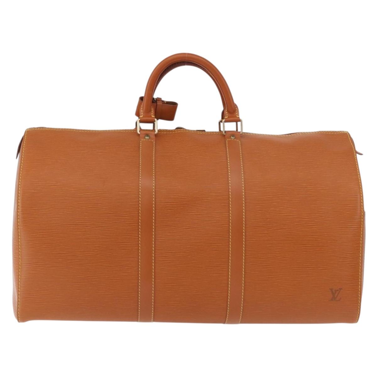 LOUIS VUITTON Epi Keepall 50 Boston Bag Brown M42968 LV Auth 190130SAV