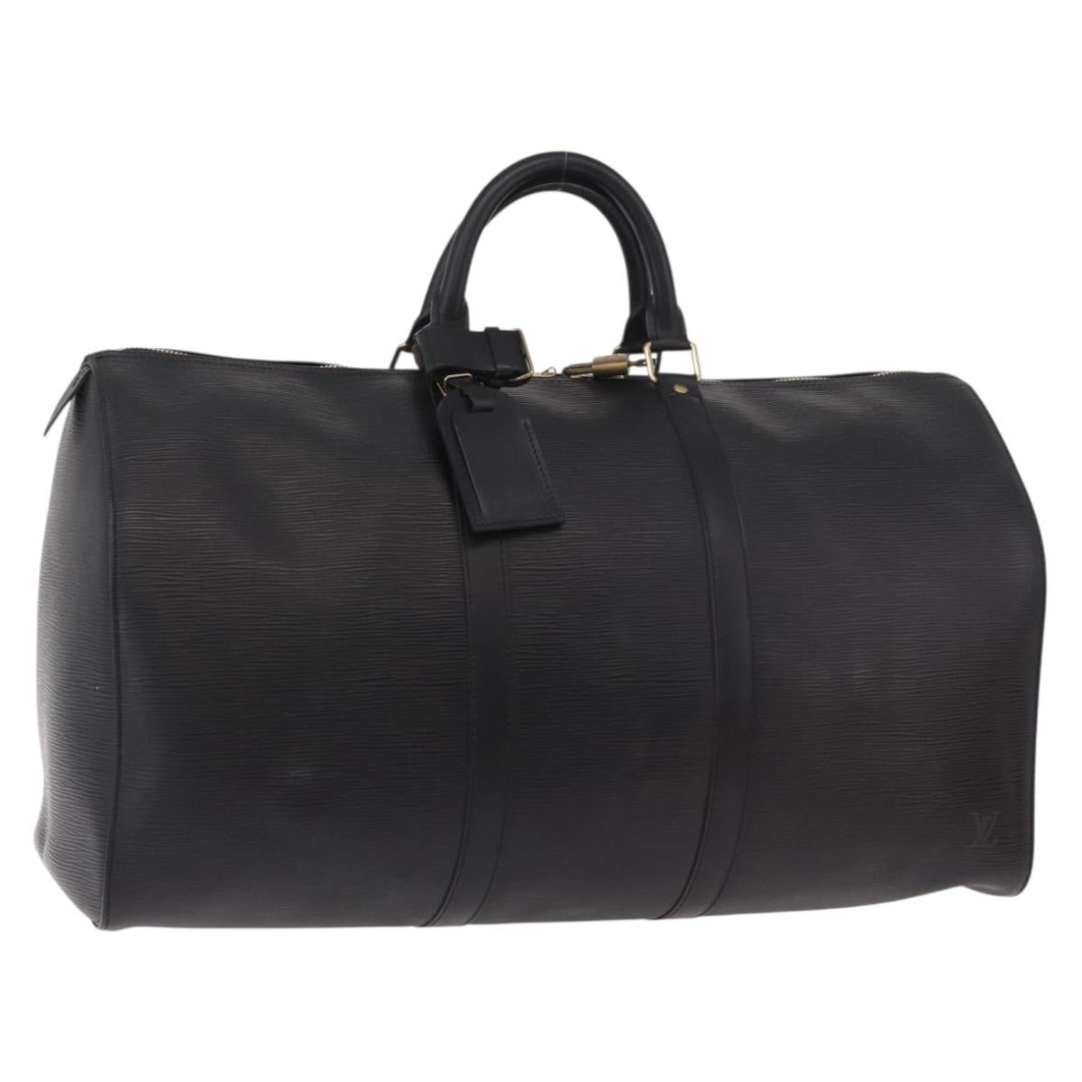 LOUIS VUITTON Epi Keepall 50 Boston Bag Black M42962 LV Auth 190131SAV