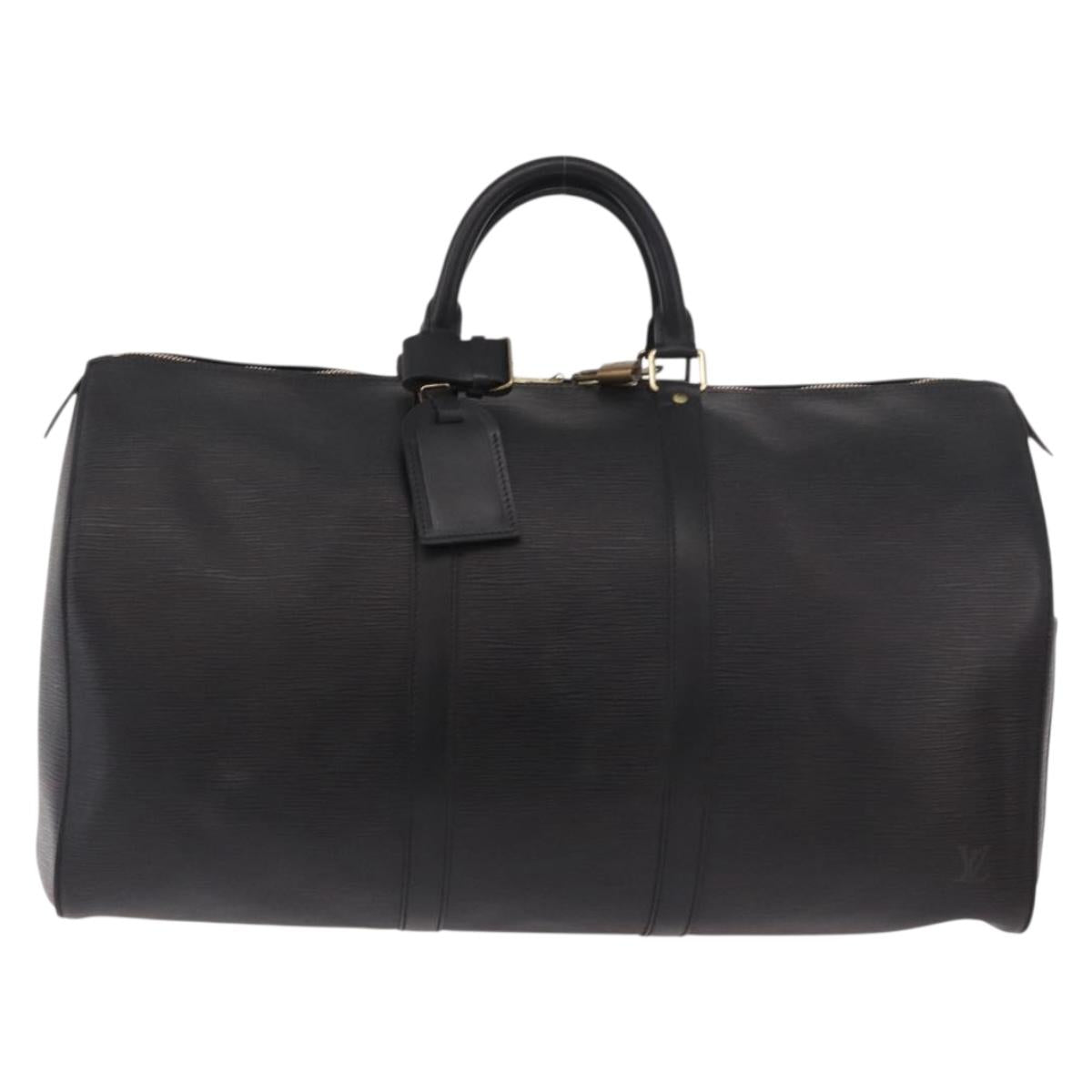 LOUIS VUITTON Epi Keepall 50 Boston Bag Black M42962 LV Auth 190131SAV
