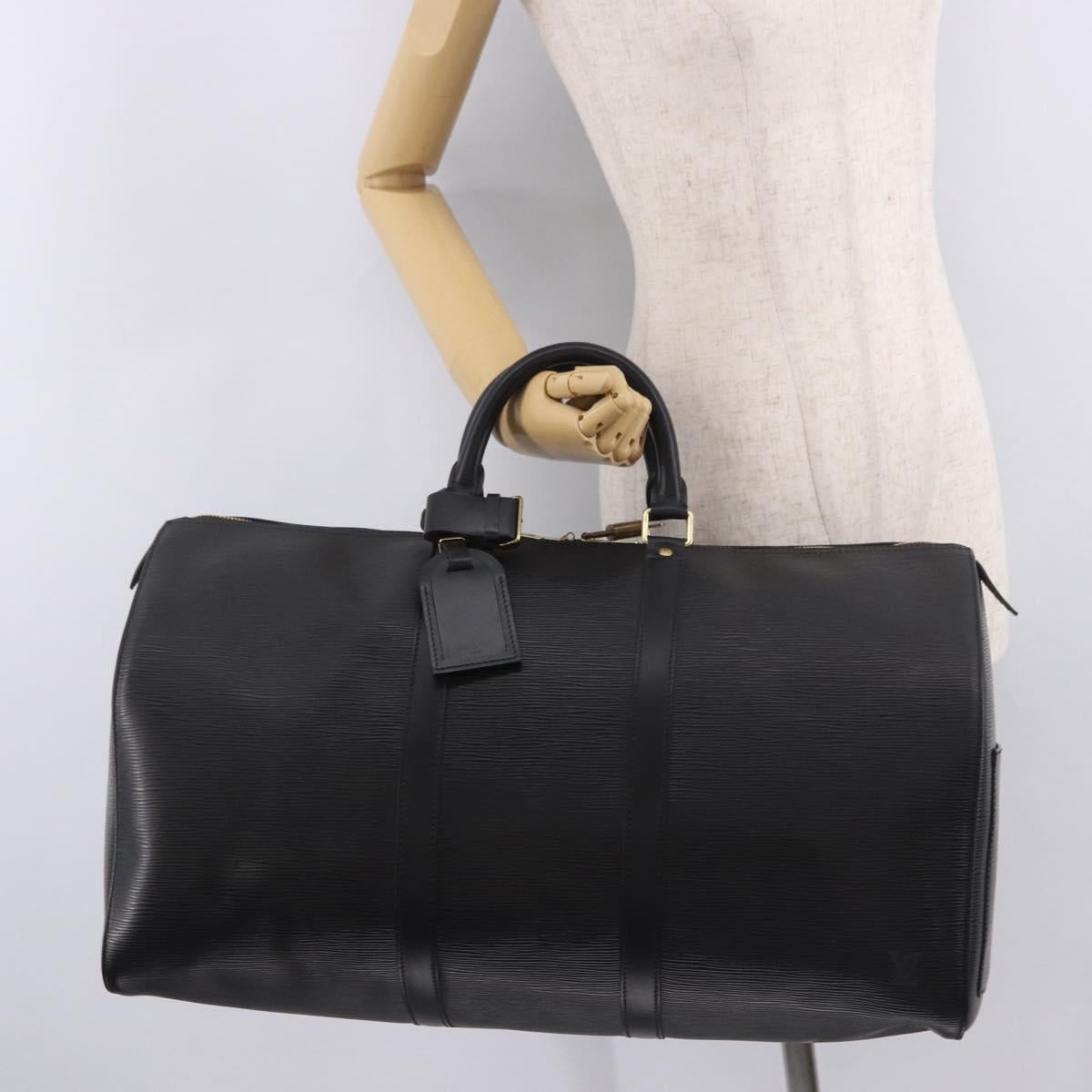 LOUIS VUITTON Epi Keepall 50 Boston Bag Black M42962 LV Auth 190131SAV