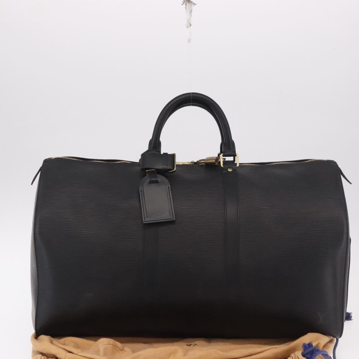 LOUIS VUITTON Epi Keepall 50 Boston Bag Black M42962 LV Auth 190131SAV