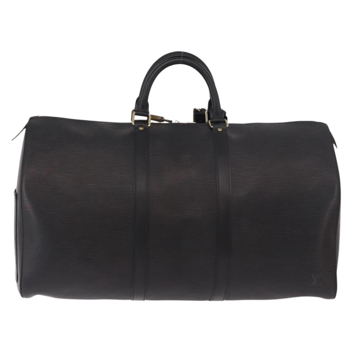 LOUIS VUITTON Epi Keepall 50 Boston Bag Black M42962 LV Auth 190131SAV