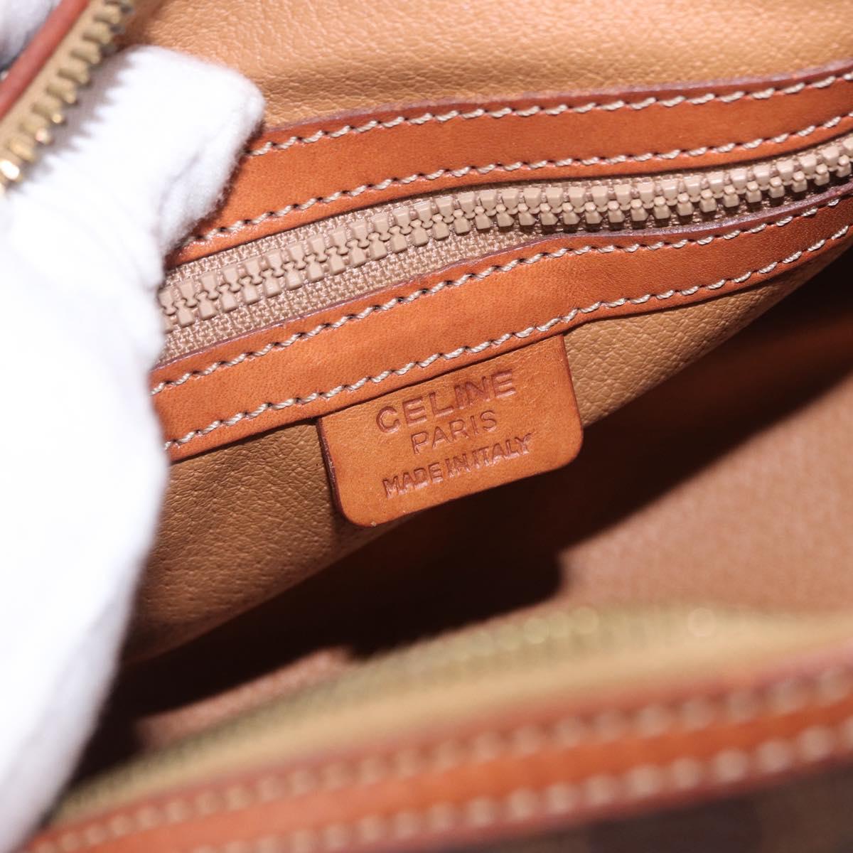 CELINE Macadam Canvas Hand Bag PVC Leather Brown Gold Auth 190132A