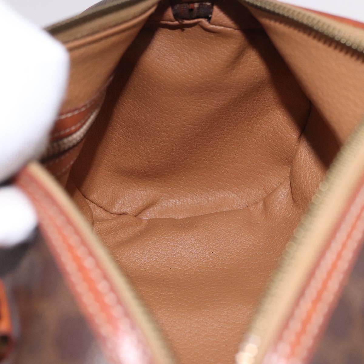 CELINE Macadam Canvas Hand Bag PVC Leather Brown Gold Auth 190132A