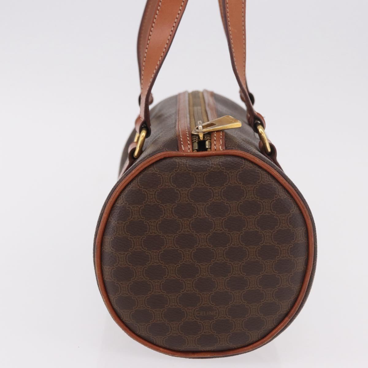 CELINE Macadam Canvas Hand Bag PVC Leather Brown Gold Auth 190132A