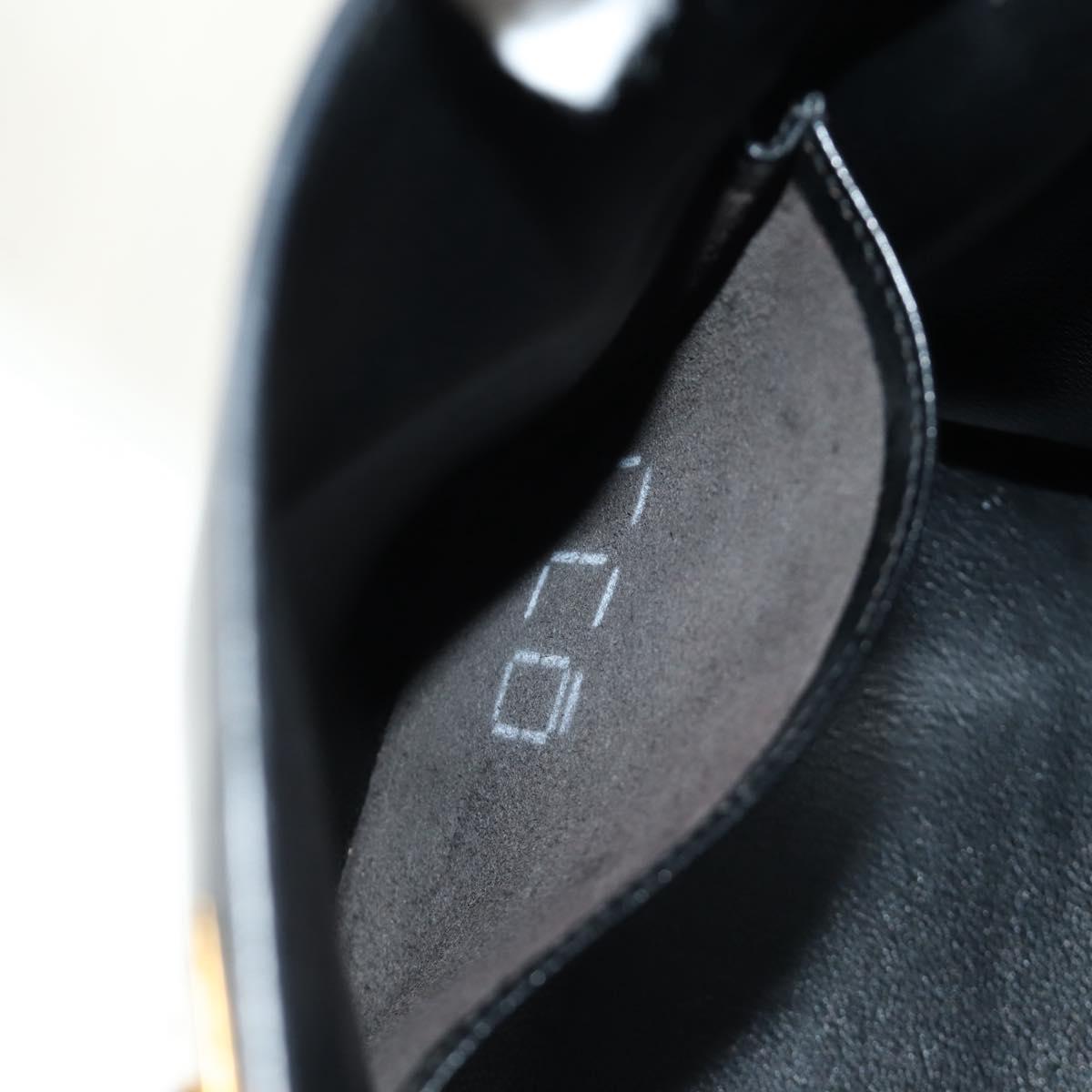 HERMES Box Calf Kelly 32 Hand Bag Leather 2way Black Gold Auth 190133SM
