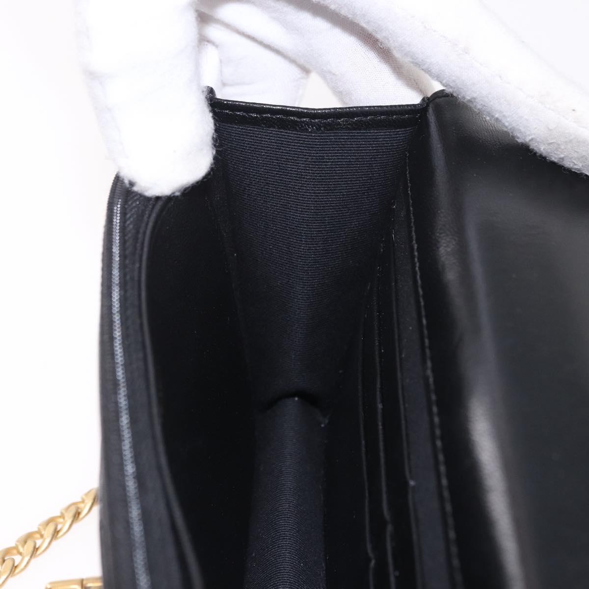 CHANEL Matelasse Chain Shoulder Bag Lamb Skin Black Gold CC Auth 190135SAM