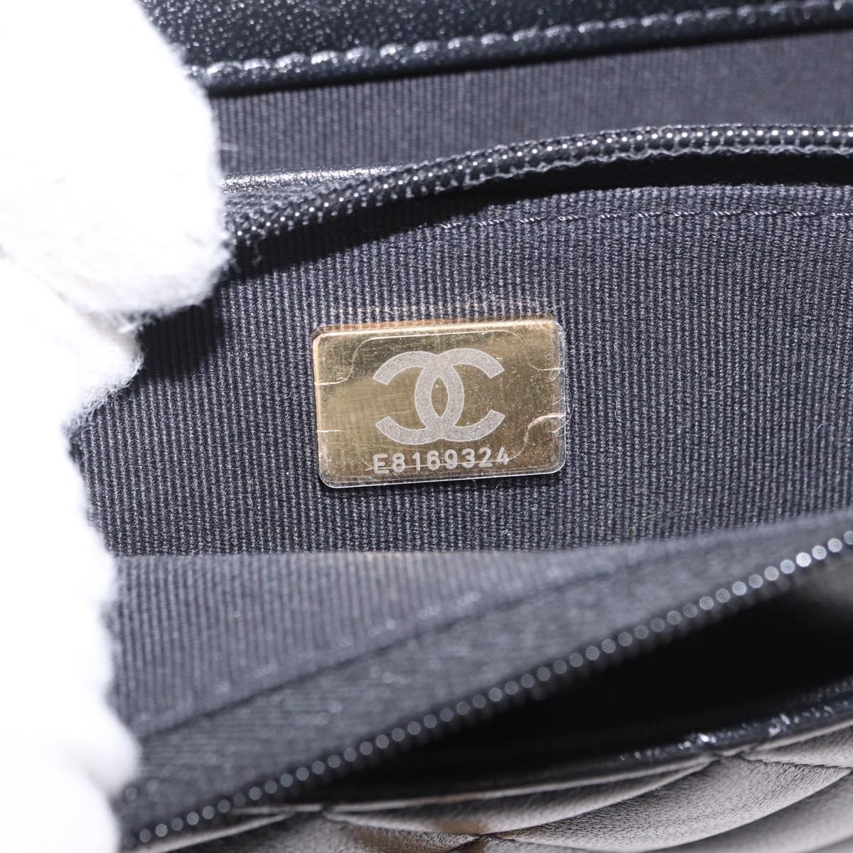 CHANEL Matelasse Chain Shoulder Bag Lamb Skin Black Gold CC Auth 190135SAM