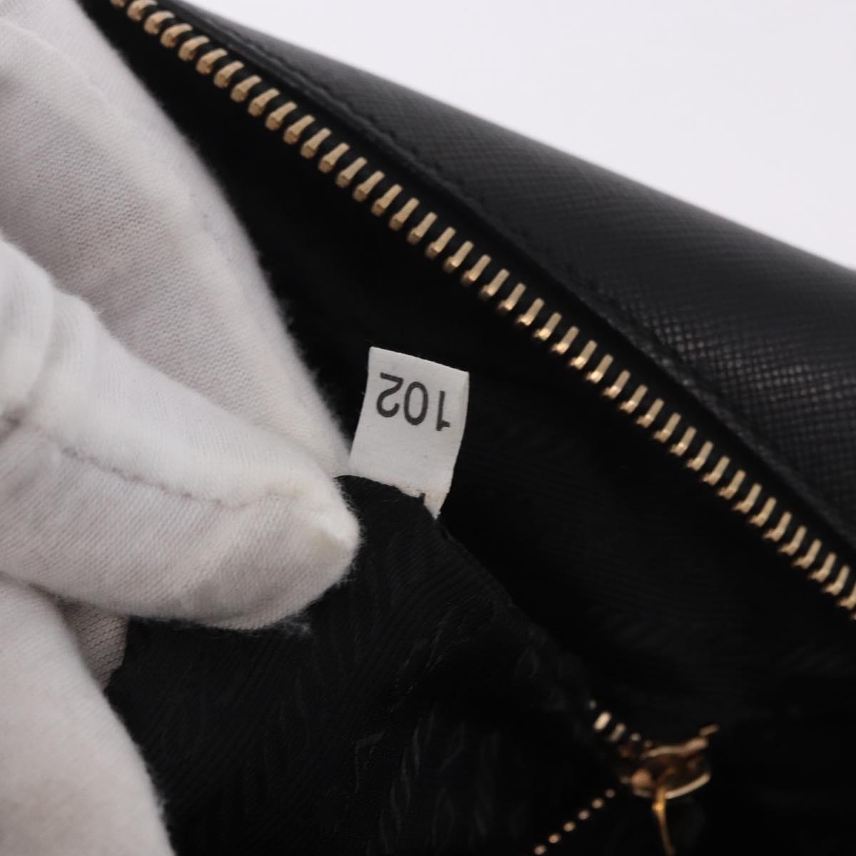 PRADA Hand Bag Safiano leather Black Gold Auth 190146SAV