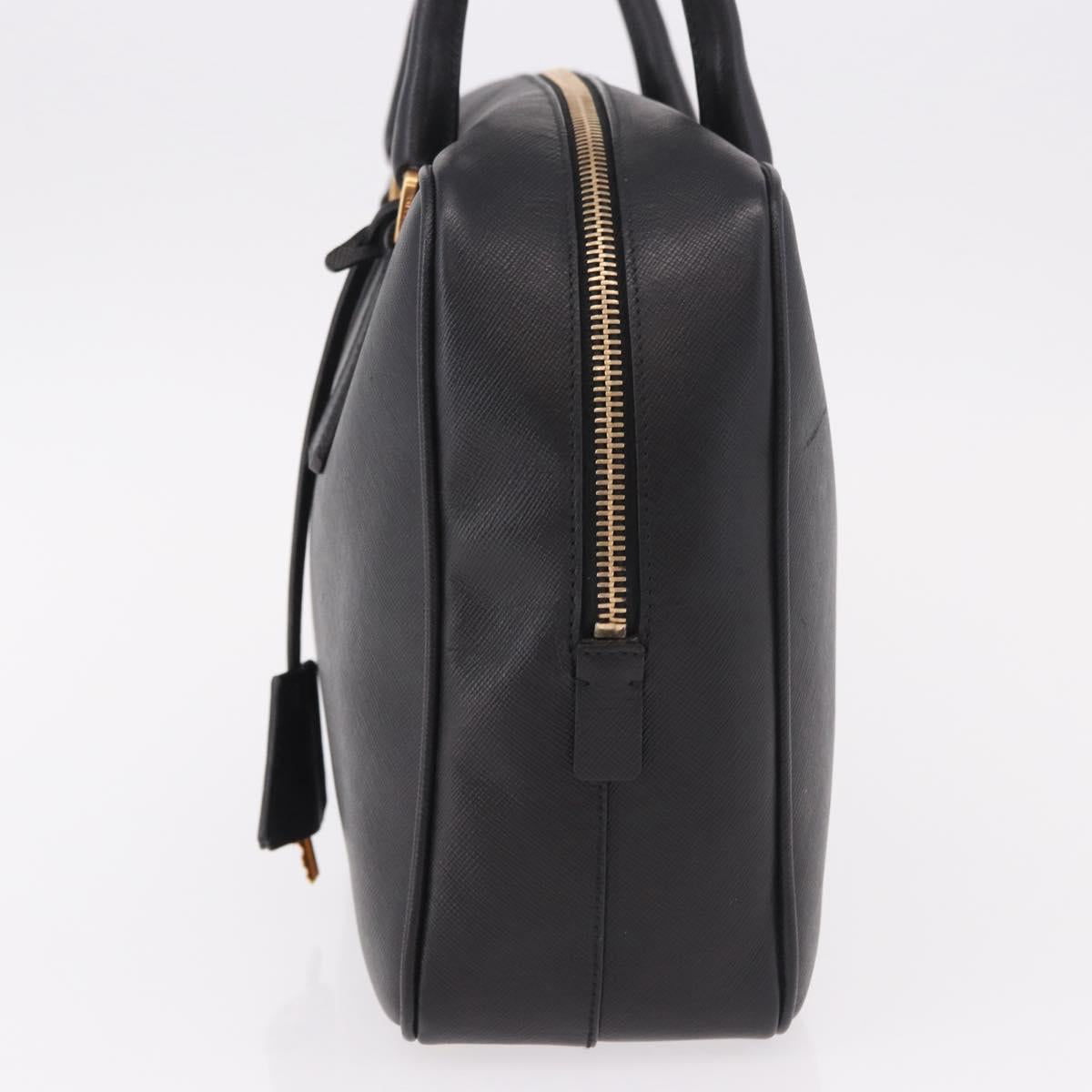 PRADA Hand Bag Safiano leather Black Gold Auth 190146SAV