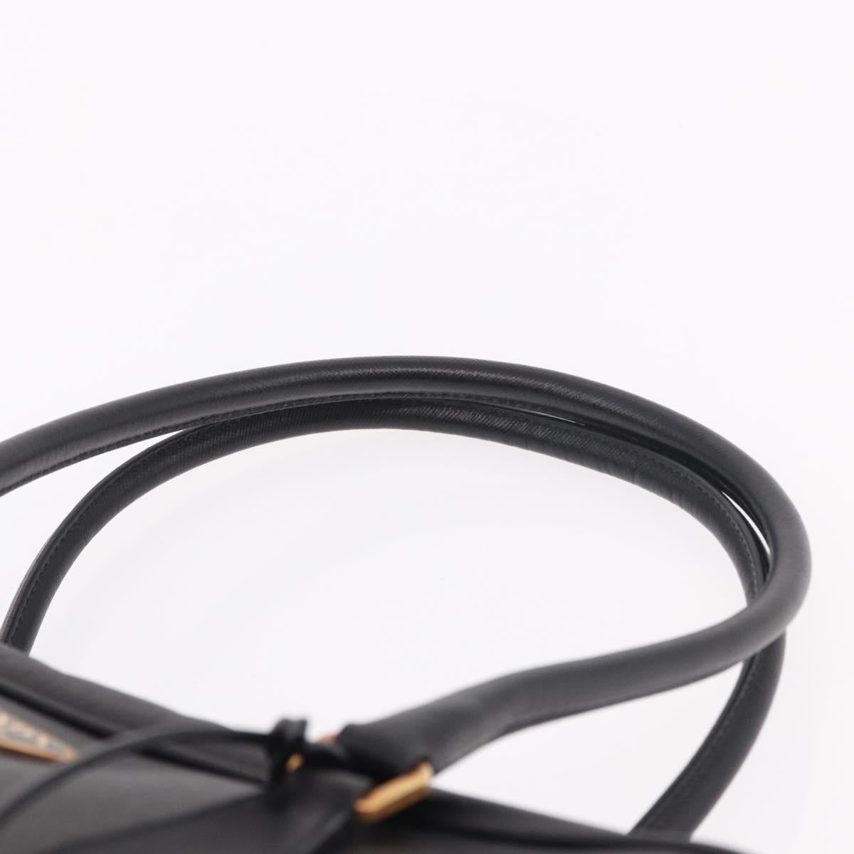 PRADA Hand Bag Safiano leather Black Gold Auth 190146SAV