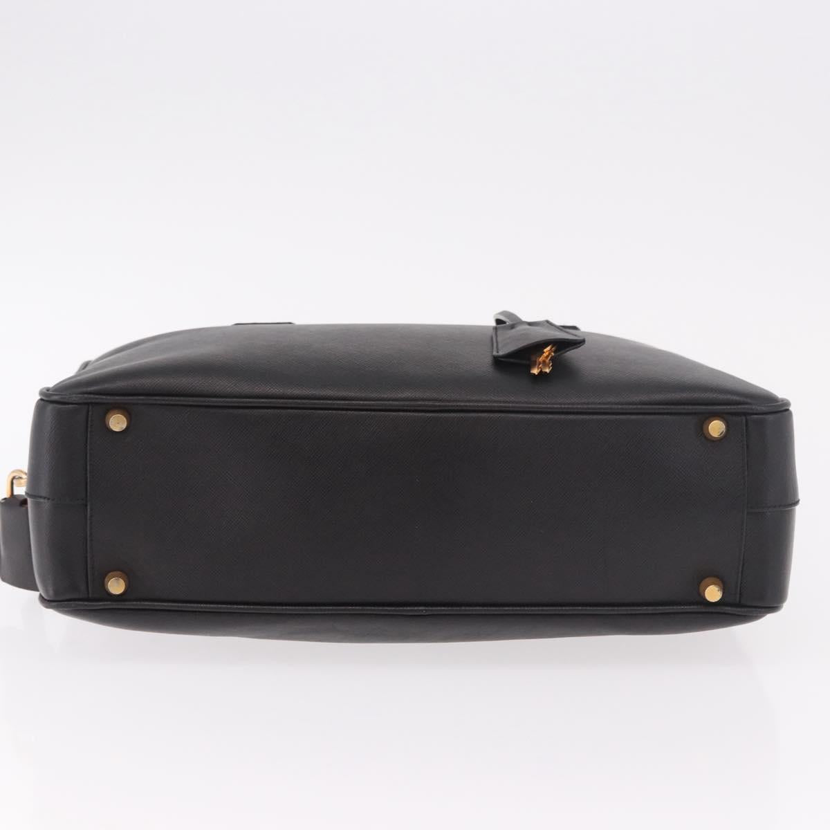 PRADA Hand Bag Safiano leather Black Gold Auth 190146SAV