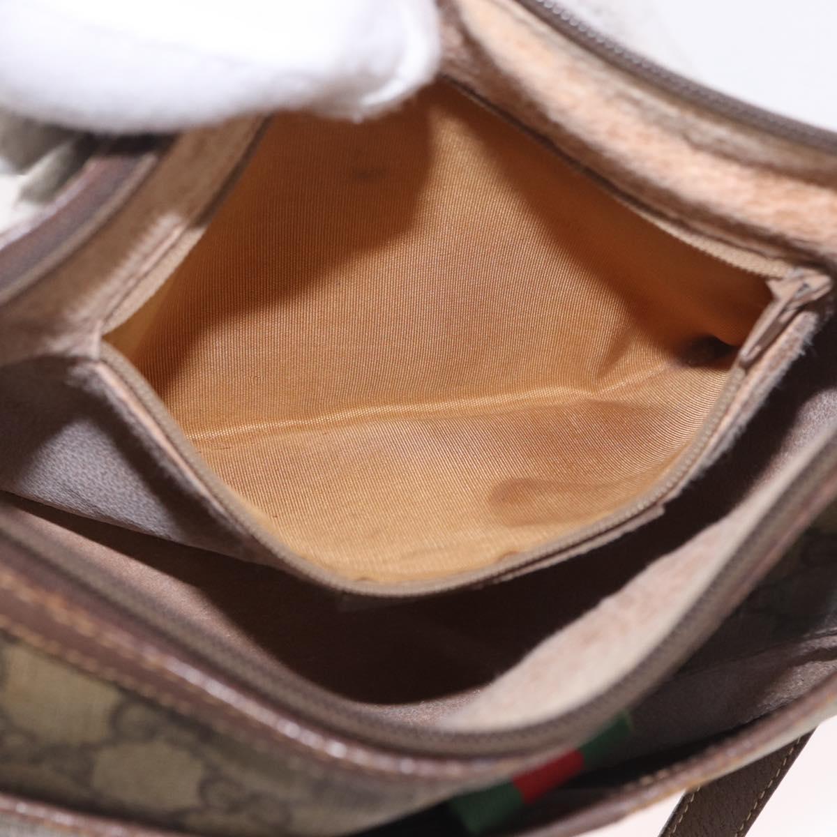 GUCCI GG Supreme Web Sherry Line Bag PVC Beige Gold 89 02 032 Auth 190150