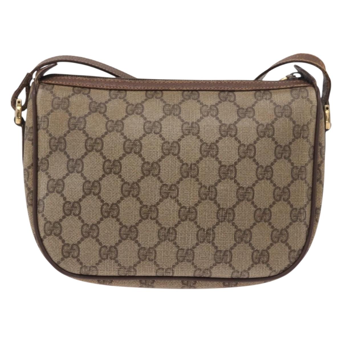GUCCI GG Supreme Web Sherry Line Bag PVC Beige Gold 89 02 032 Auth 190150