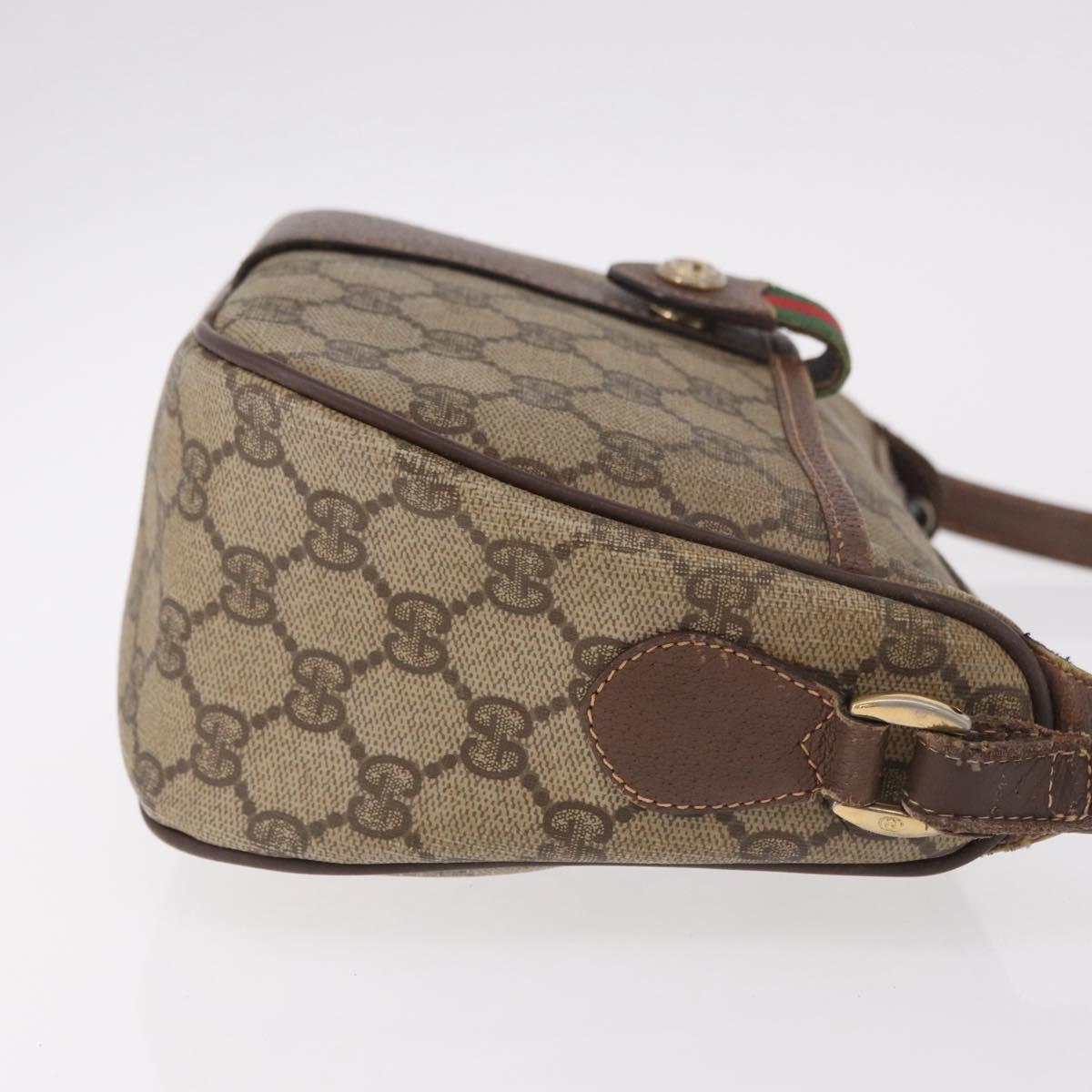 GUCCI GG Supreme Web Sherry Line Bag PVC Beige Gold 89 02 032 Auth 190150