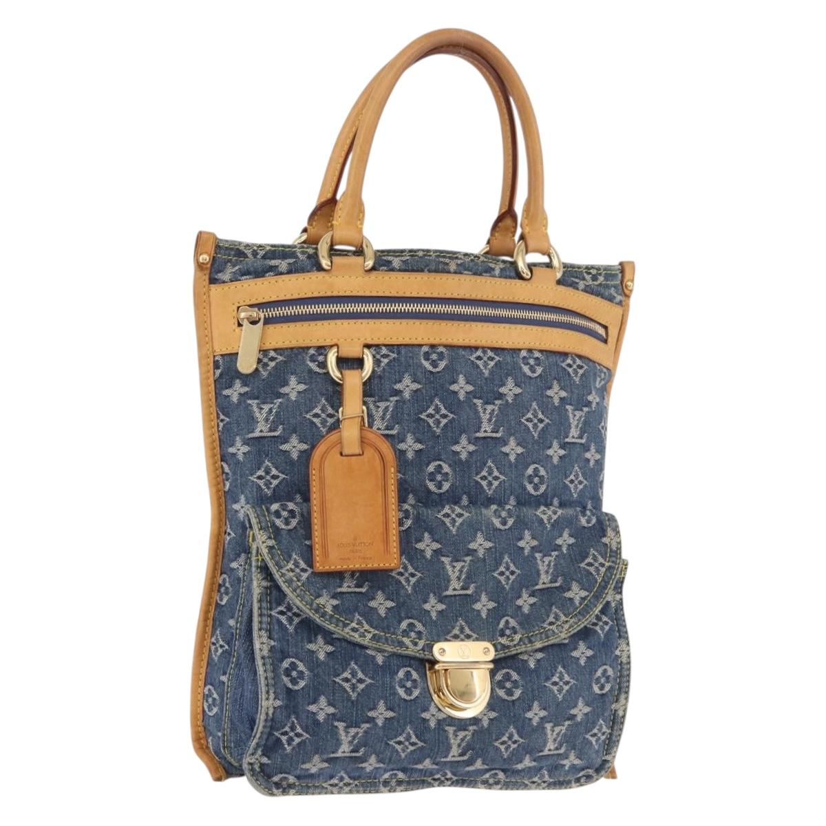 LOUIS VUITTON Monogram Denim Flat Shopper Tote Bag Blue M95018 LV Auth 190156SAV