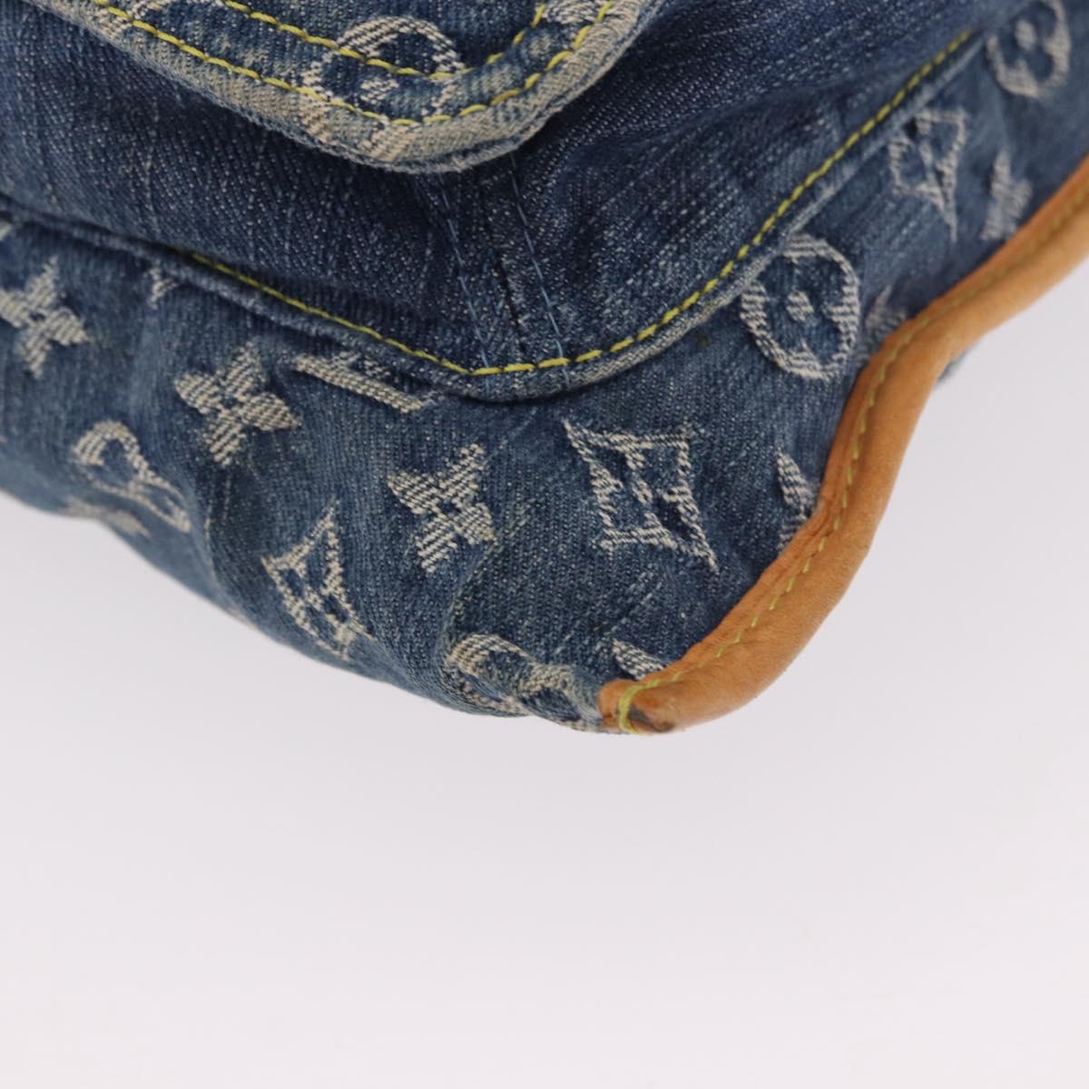 LOUIS VUITTON Monogram Denim Flat Shopper Tote Bag Blue M95018 LV Auth 190156SAV