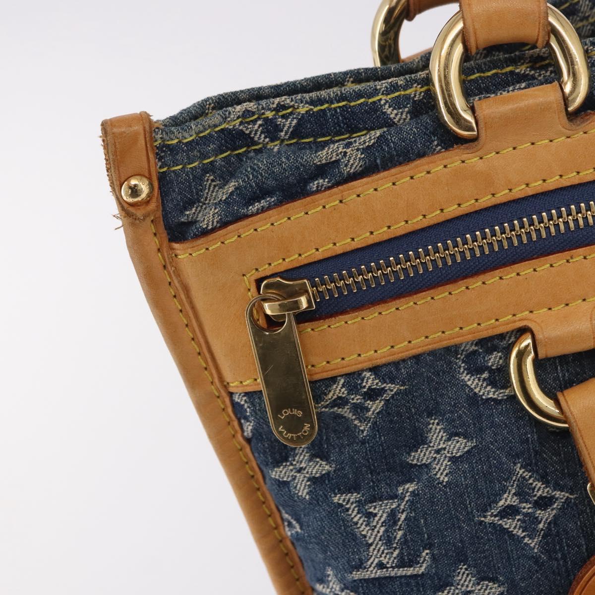 LOUIS VUITTON Monogram Denim Flat Shopper Tote Bag Blue M95018 LV Auth 190156SAV