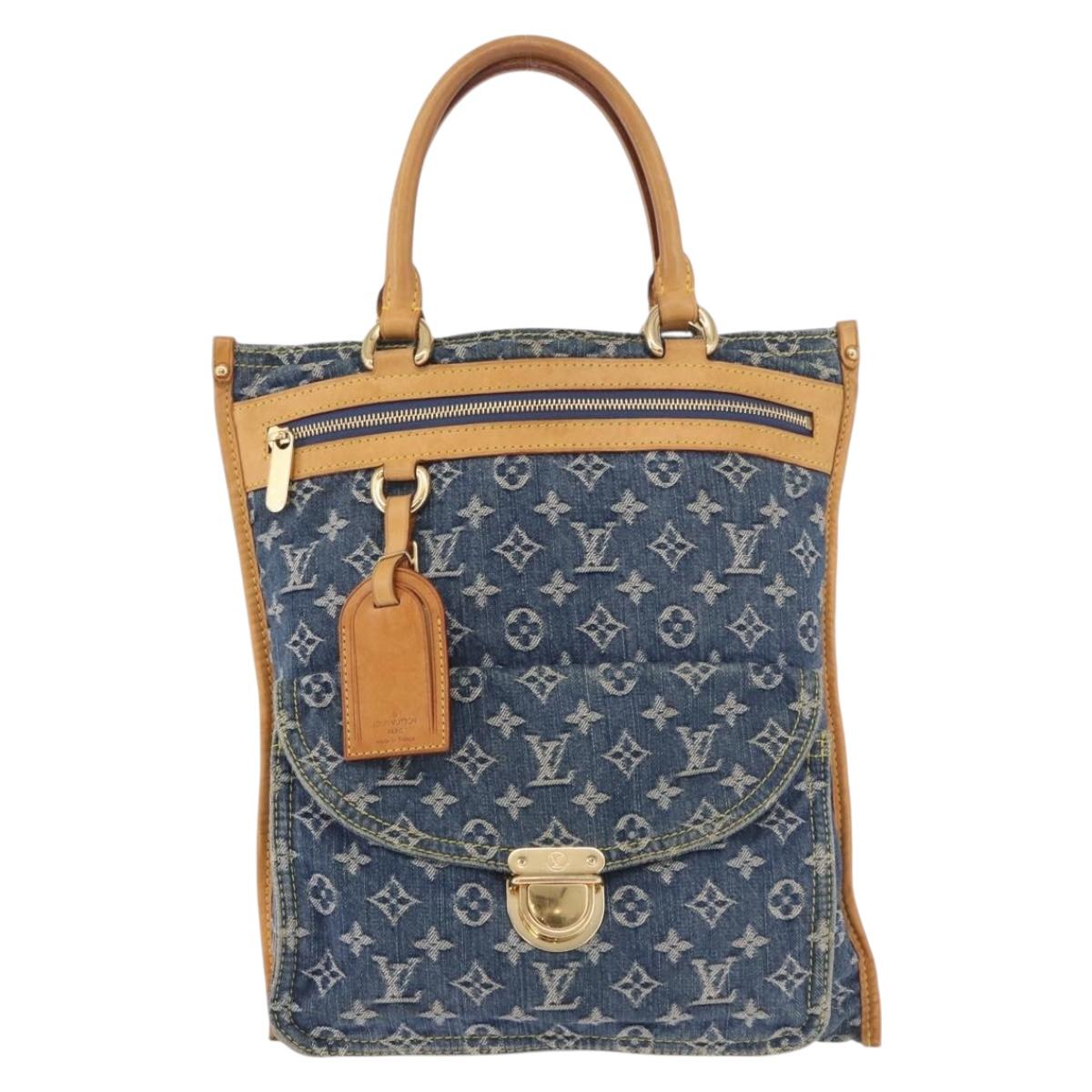 LOUIS VUITTON Monogram Denim Flat Shopper Tote Bag Blue M95018 LV Auth 190156SAV