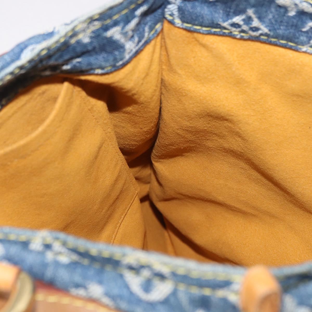 LOUIS VUITTON Monogram Denim Flat Shopper Tote Bag Blue M95018 LV Auth 190156SAV