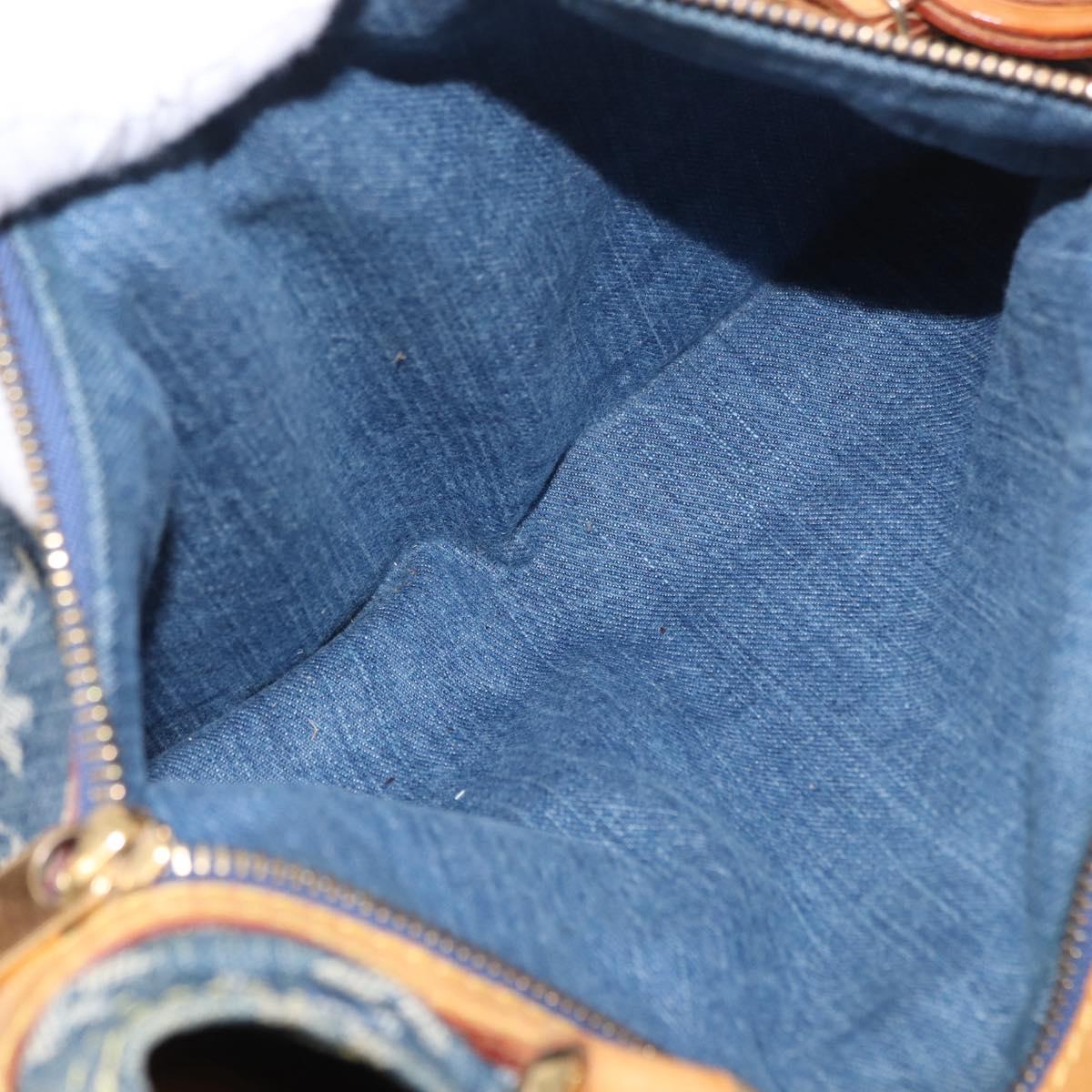 LOUIS VUITTON Monogram Denim Flat Shopper Tote Bag Blue M95018 LV Auth 190156SAV