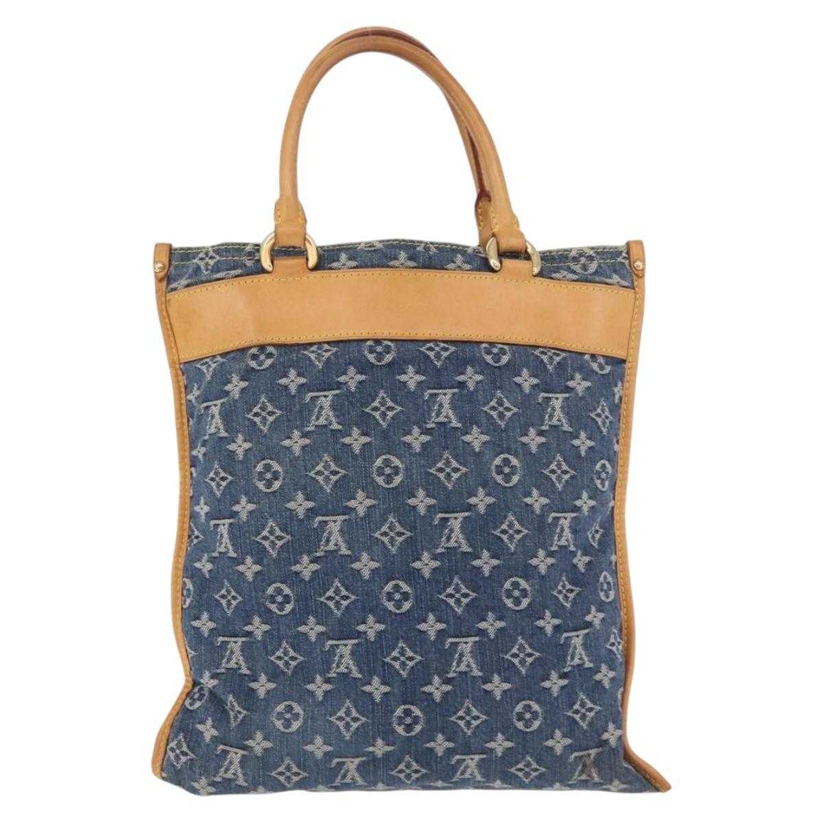 LOUIS VUITTON Monogram Denim Flat Shopper Tote Bag Blue M95018 LV Auth 190156SAV