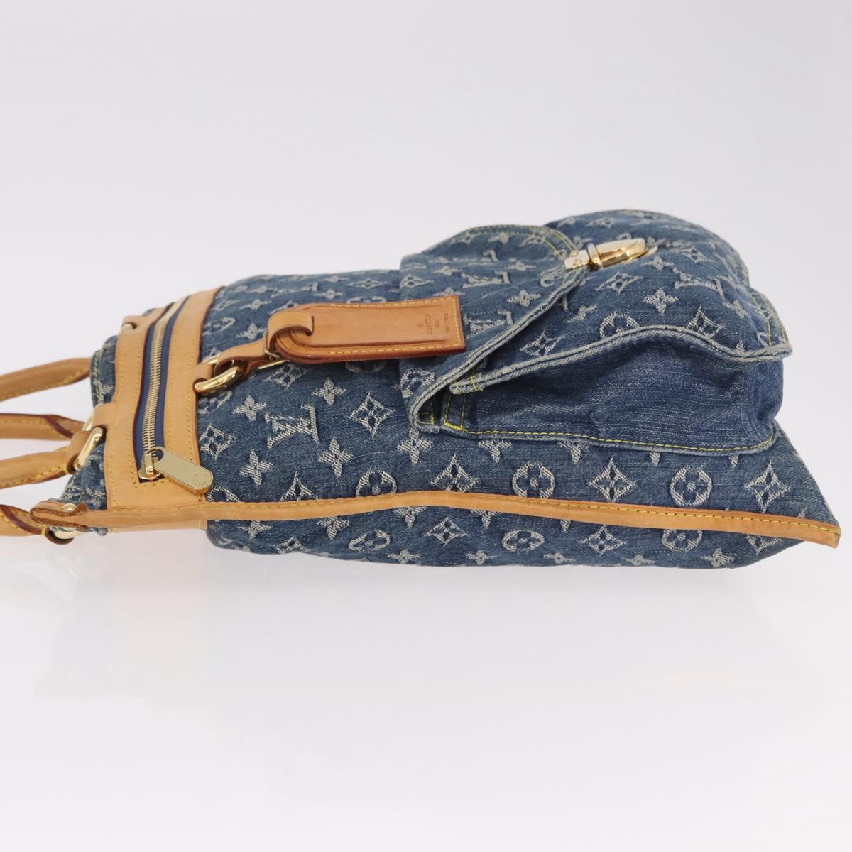 LOUIS VUITTON Monogram Denim Flat Shopper Tote Bag Blue M95018 LV Auth 190156SAV